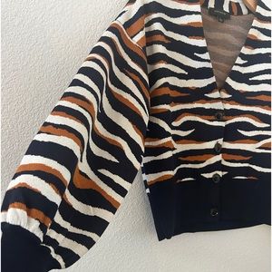 ANN TAYLOR Tiger Stripes V-Neck Cardigan